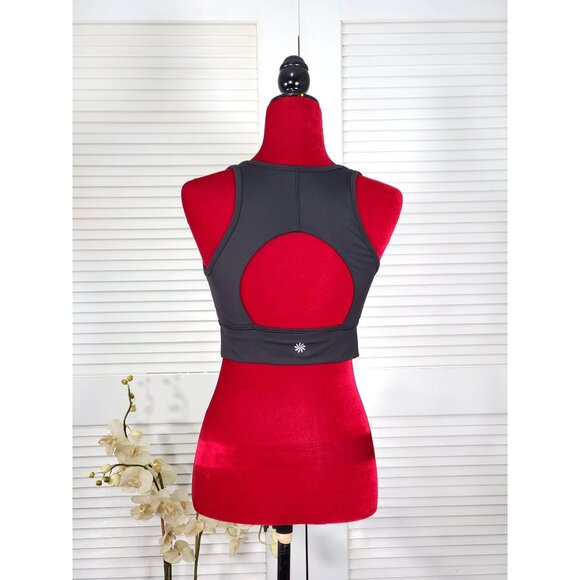 Athleta Women's Black Raceback Key Hole Back Lightly Lined Sports Bra Sz M 1031 - Picture 1 of 9